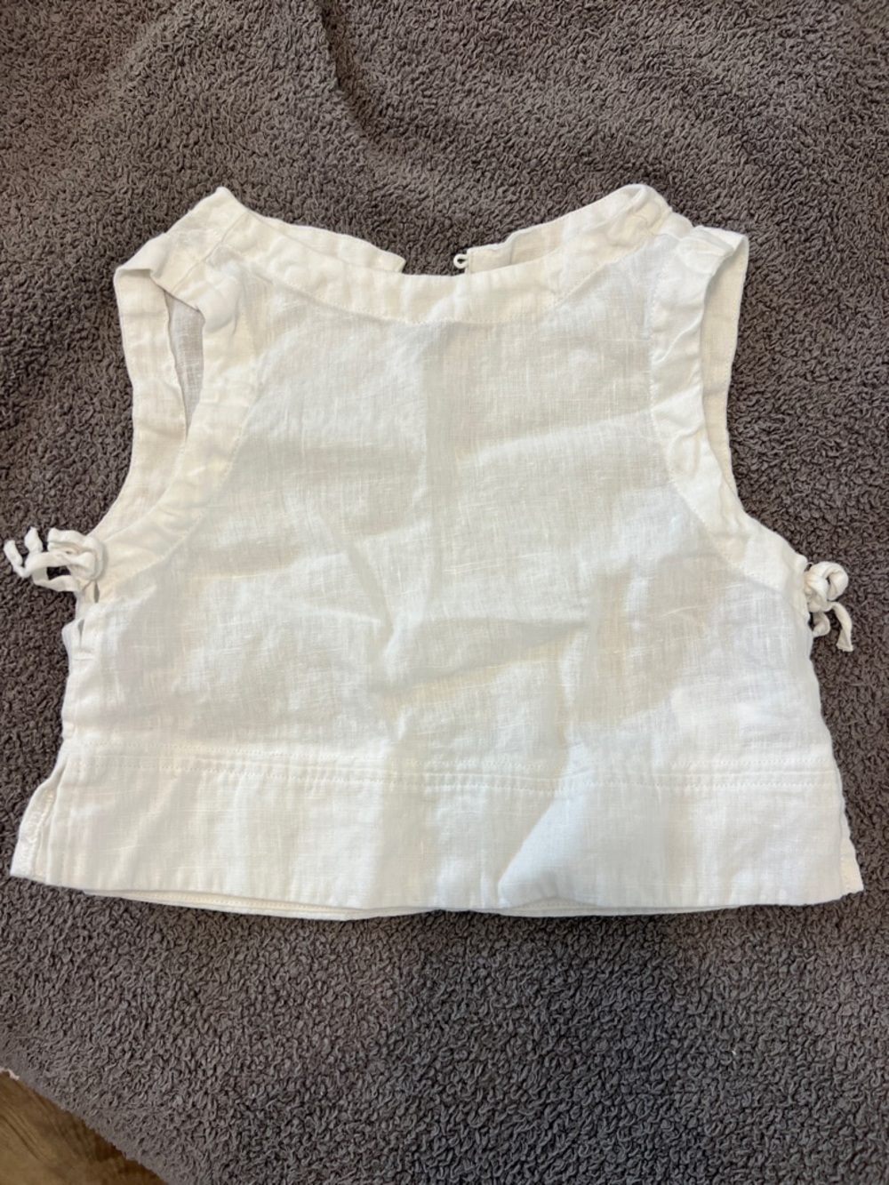 Zara White Linen-Blend Sleeveless Crop Top